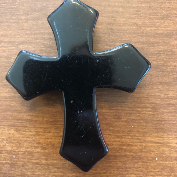 Black Cross covered with rhinestones  Necklace - Picture 3 of 4